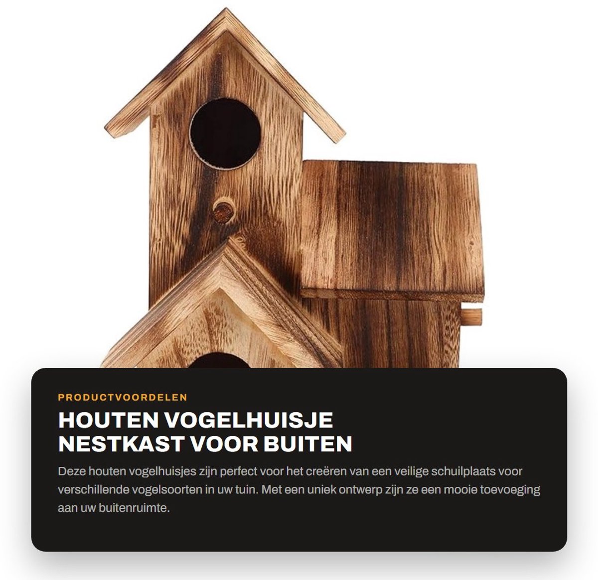 Dailygoods- Vogelhuisje met drie gaten - Vogelvoederhuisje - Nestkastje - Tuindecoratie - Vogelhuisje voor zwaluwen - Ruim interieur voor diverse vogels - Nestkast