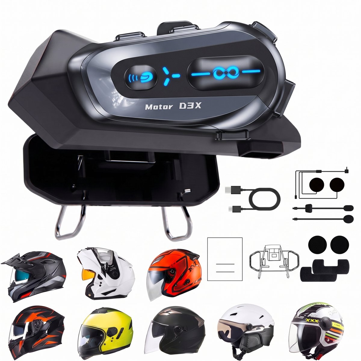Fokelyi Motorhelm Headset - Bluetooth 5.4 - Intercom - Waterdicht IPX6 - Intercom Motor Helm , Scooter - Harde Microfoon