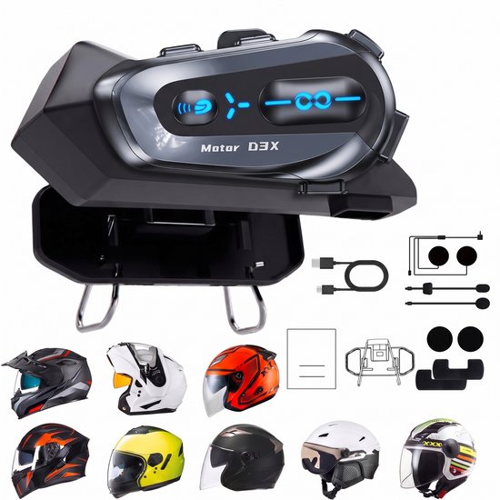 Fokelyi Motorhelm Headset - Bluetooth 5.4 - Intercom - Waterdicht IPX6 - Intercom Motor Helm , Scooter - Harde Microfoon