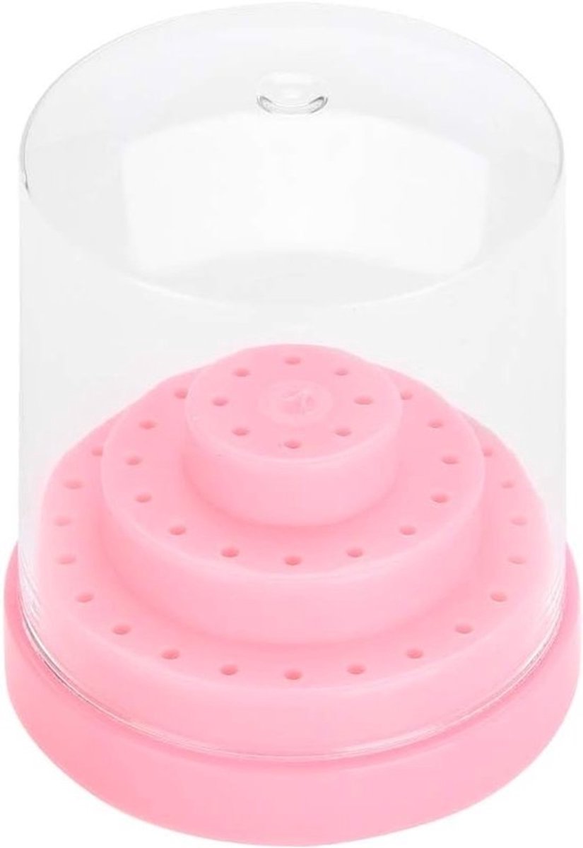 Nageldrillhouder voor nagelverzorging met deksel, 48-gaten nagelvijldisplaybox voor manicure en pedicureorganisatie