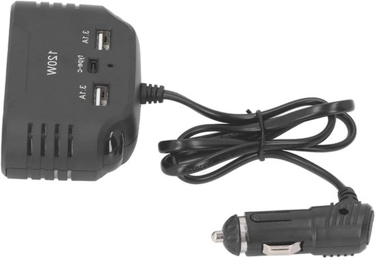 Krachtige Autolader met USB Type C Poorten en Impactbestendige Ontwerp voor Voertuigen met 2 Stickers