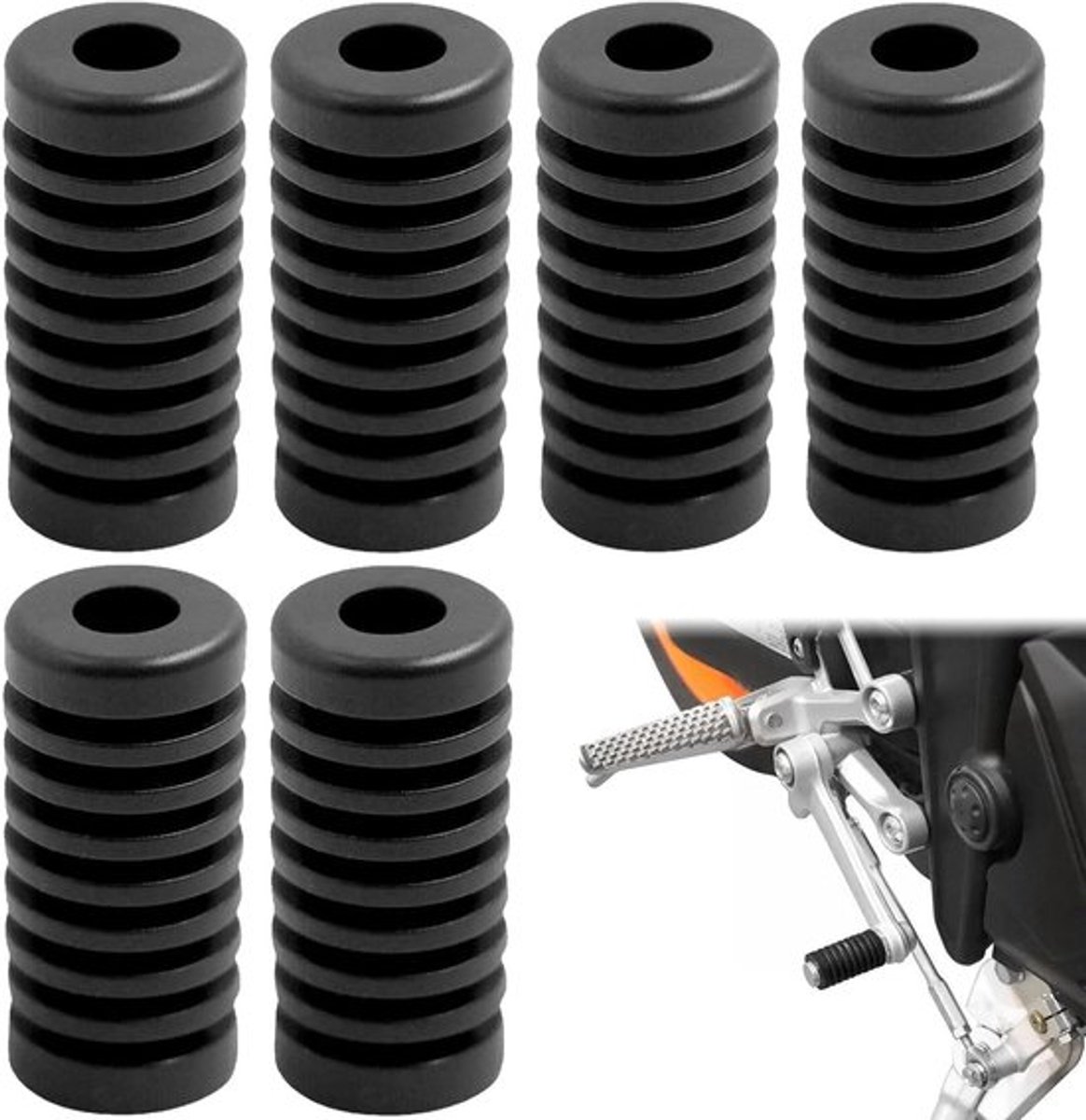 Zwarte Beschermhoezen voor Versnellingspook - 6 Stuks, Rubber, Antislip, Geschikt voor Motorfietsen