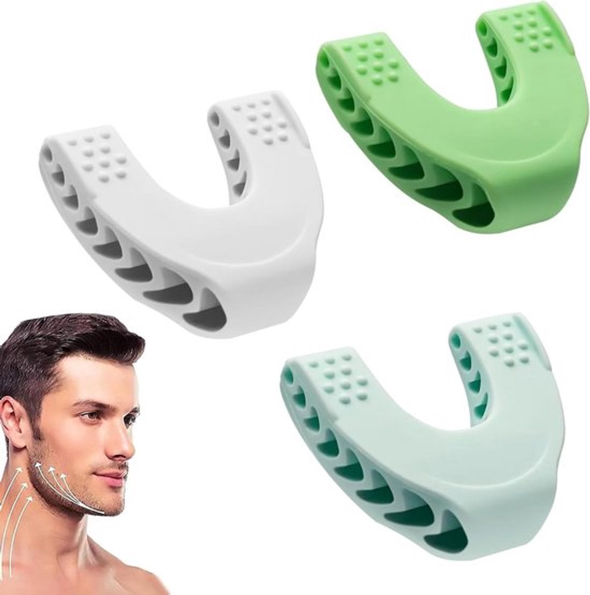 Set van 3 kaaktrainers voor mannen en vrouwen, kaaklijnversterking, gezichtstraining en mondspieren verbeteren