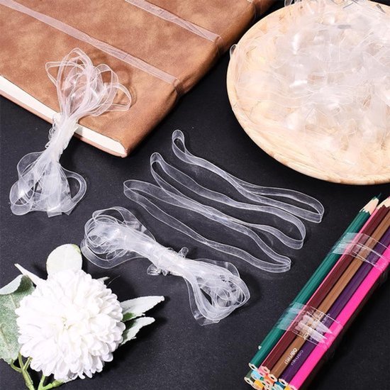 40 Stuks Dikke Transparante Rubber Bands, 10mm Breed, TPU Elastische Bindbanden voor Boeken, Camera, Kantoor en Keuken Gebruik – 30cm Lang — afbeelding 4
