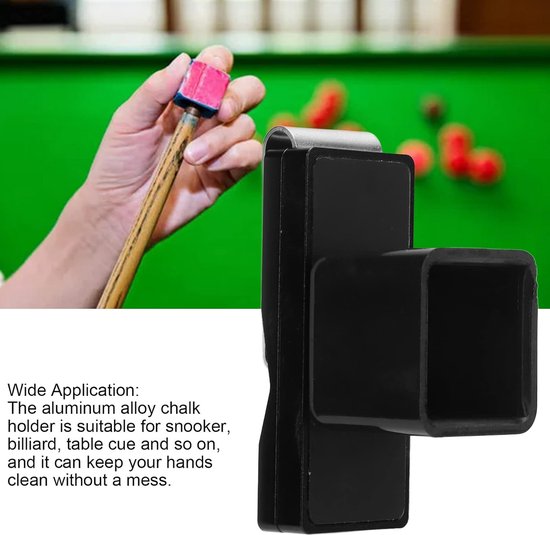 Biljartkrijthouder - Snooker krijtdoos - Biljart Spelen - Magnetische Clip - 13 x 7 x 4 cm - Zwart — afbeelding 2