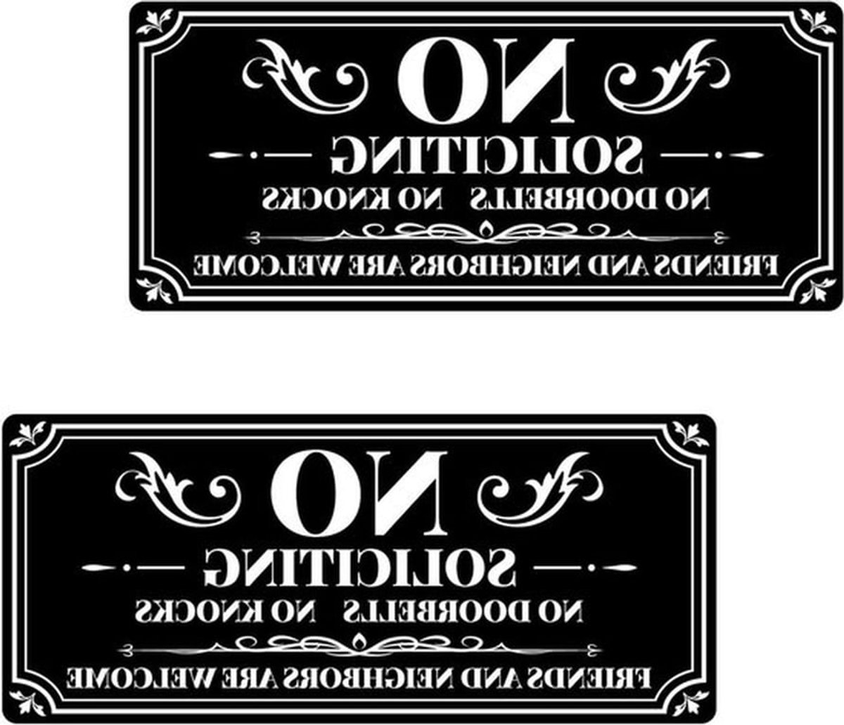 Twee Stuks Geen Verkoper Bord, 23x10cm Zelfklevend Acryl Niet Storen Bord voor Deur, Raam en Tuin Decoratie (Zwart, Wit)