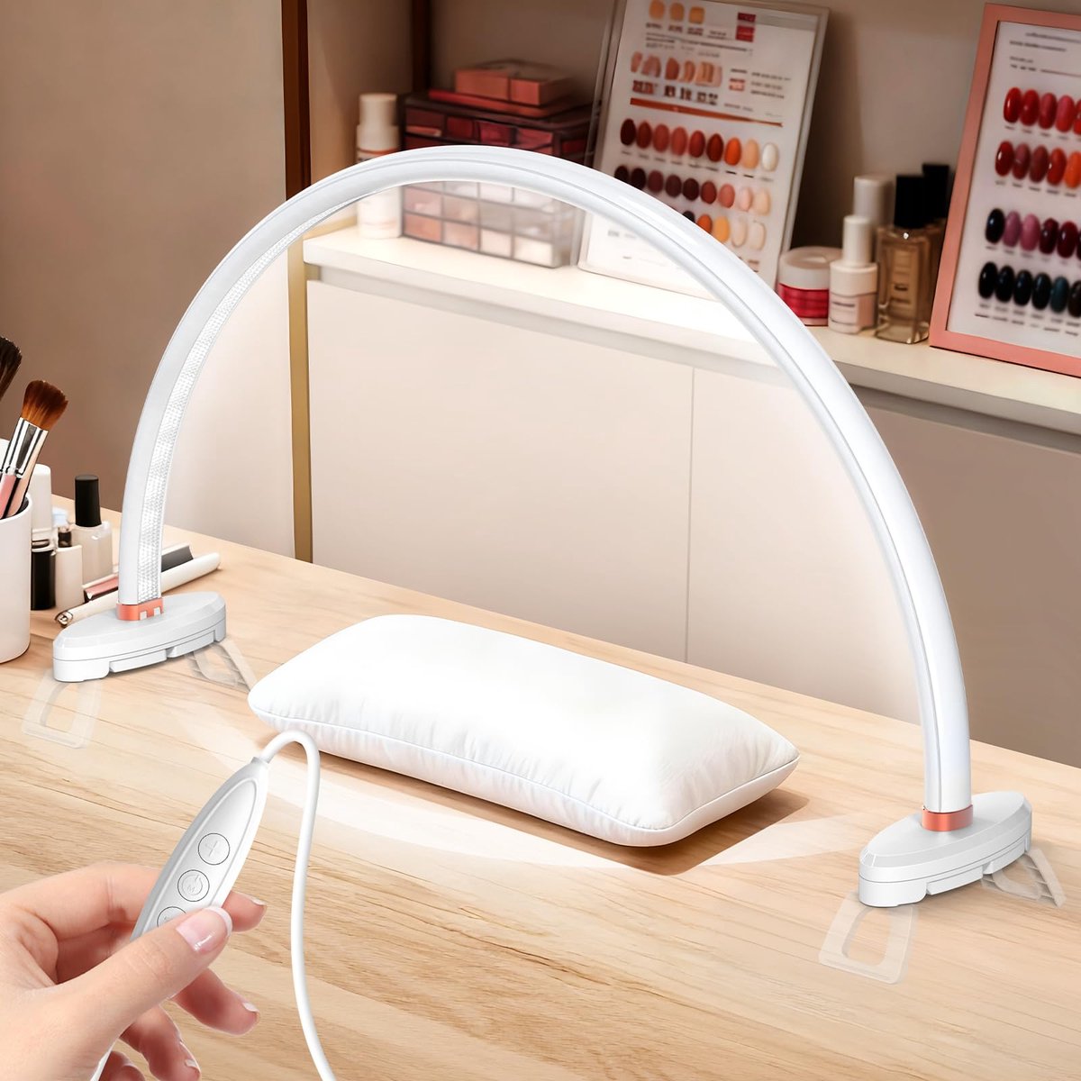 SnelShoppen - Halve Maanlamp Nagels 16 Inch - Flikkervrije Manicure Lamp voor Nagelprothesisten - Helderheid 3000-6500K - Perfect voor Nagelstudio's -