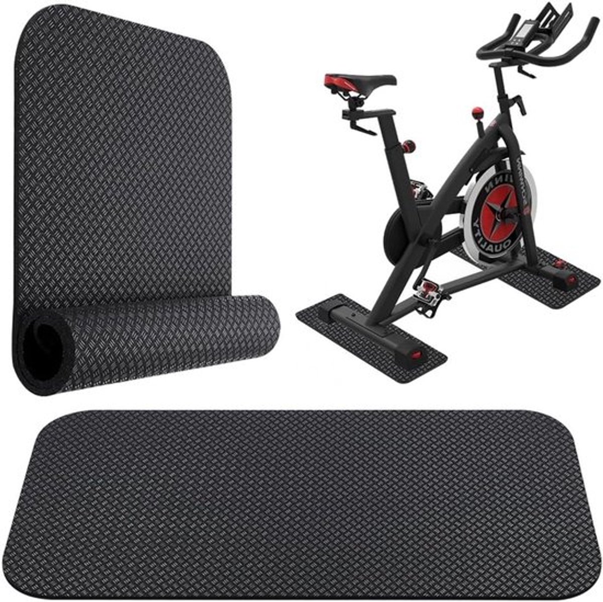 Beschermende Vloermat voor Fitnessapparatuur - 5 mm Dikke Antislip Trainingsmat voor Thuisgebruik, Ideaal voor Elliptische Trainers, Mini Fietstrainers en Sportactiviteiten (63.5 x)