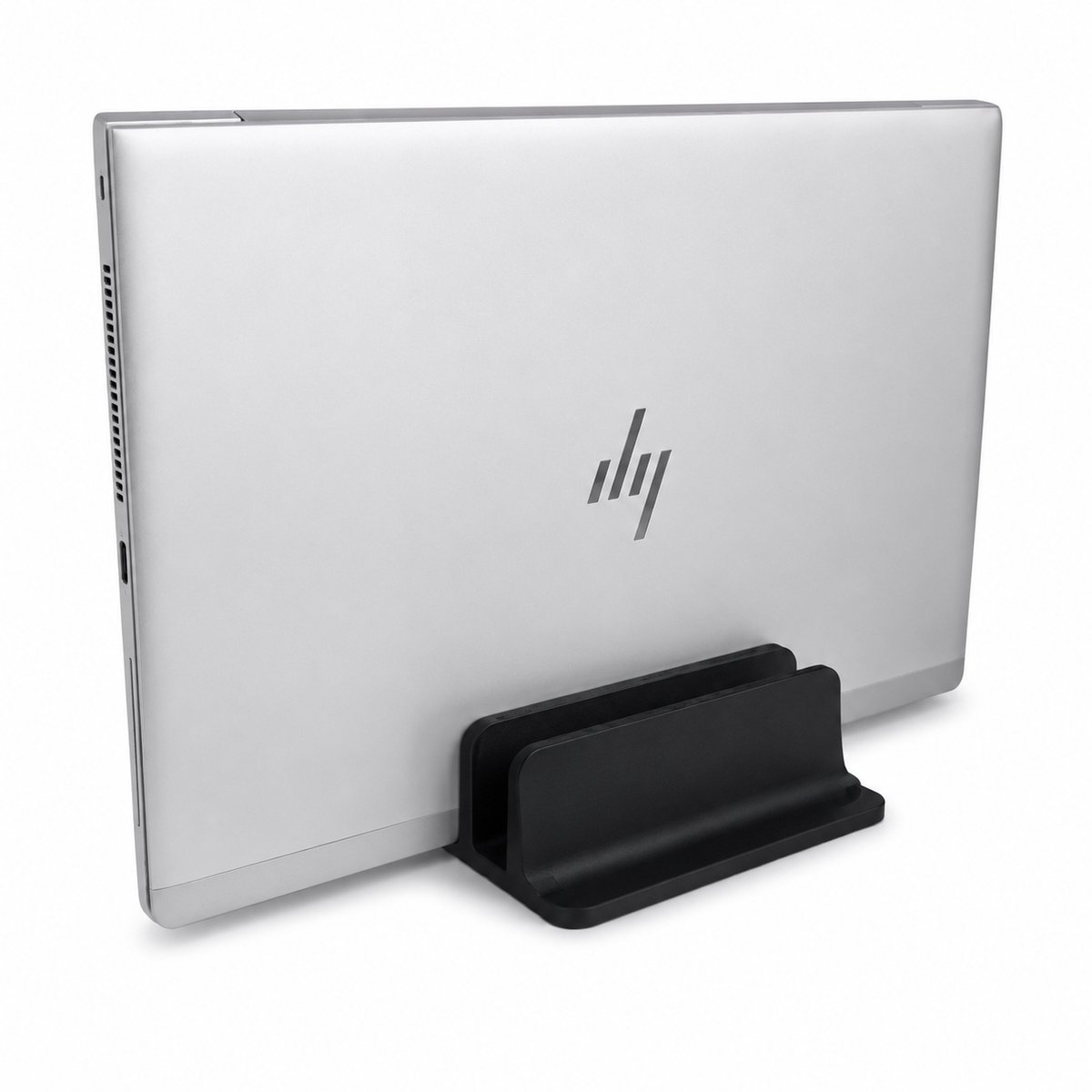 Laptop Standaard - Verticale Laptop Houder - Dubbele Laptop Standaard - Smartphone Houder - Bureau Organizer - 2x 28 Mm - Zwart - Voor MacBook, Laptop En Tablet - Ruimtebesparend - Minimalistisch Design - Bureau Accessoire