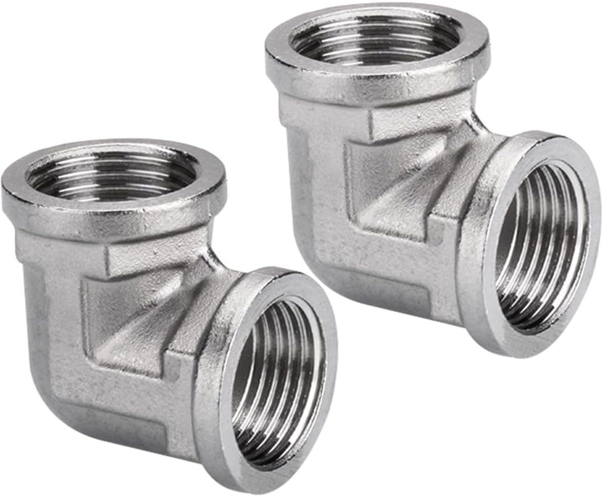 2pcs 90 Degree 304 Stainless Steel Pipe Fittings, DN20 Stainless Steel Pipe Angle Arch, 3/4" IG/IG Stainless Steel 90° - ShopVlot