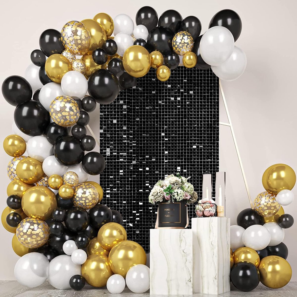 12 pieces black glittering wall background panels, 3 x 4 FT sequins - ShopVlot
