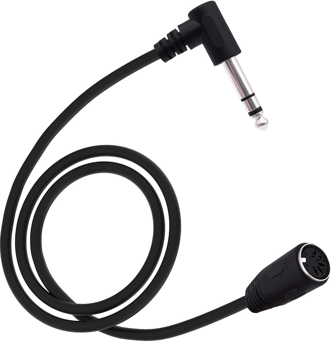 SnelShoppen - MIDI DIN 5 Pin naar 6.35mm 1/4 Inch DIN Kabel 5 Pin Bushing naar 1/4 Inch Male 90 Graden Hoek Plug TRS Stereo Audio Adapter Kabel voor S