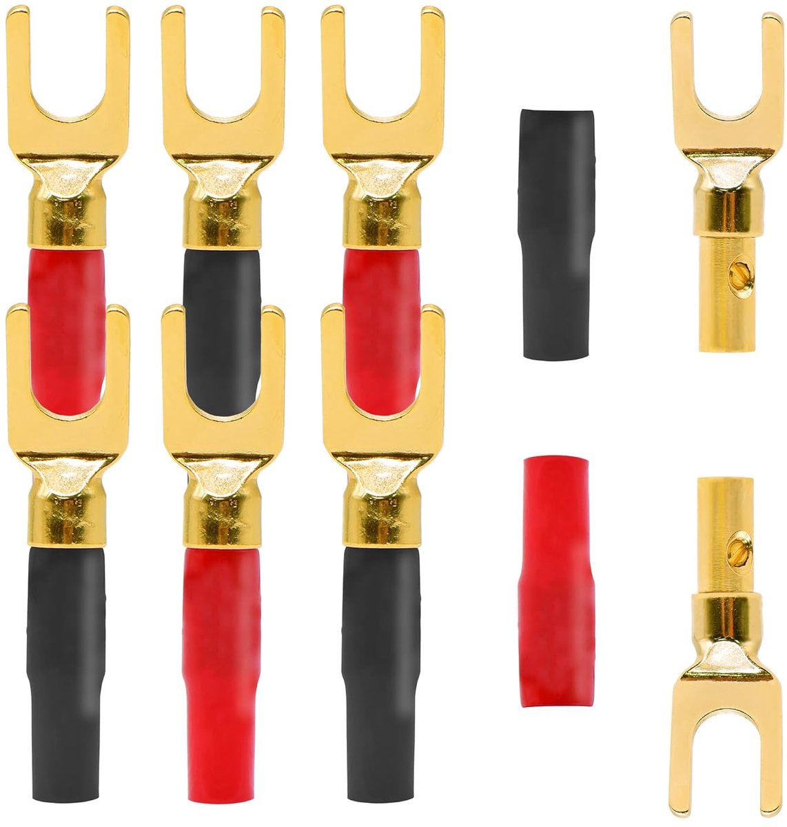 SnelShoppen - Y Shovel Speaker Stekker Goud Geplateerde Barrier Connectoren U Fork Banana Plugs Gelaste Terminal Connectoren voor Speakers Audio Syste