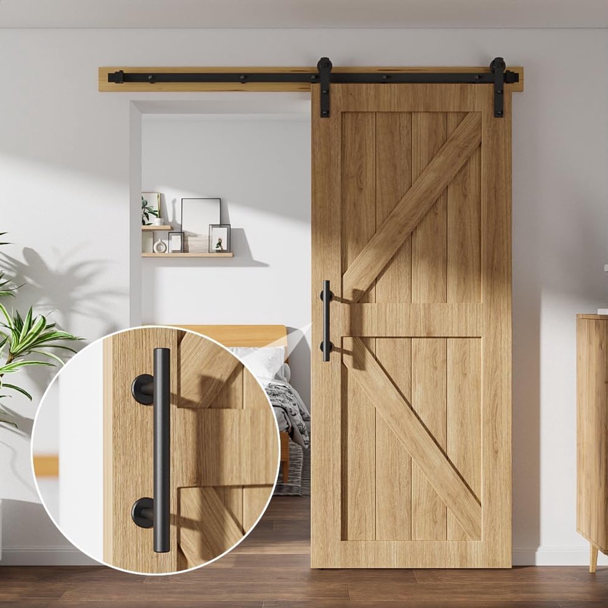 WOLFBIRD 12 Inch Barn Door Handle, Sliding Door Handle, Black Door Handle, Sliding Door Handle, Kitchen Handles - ShopVlot