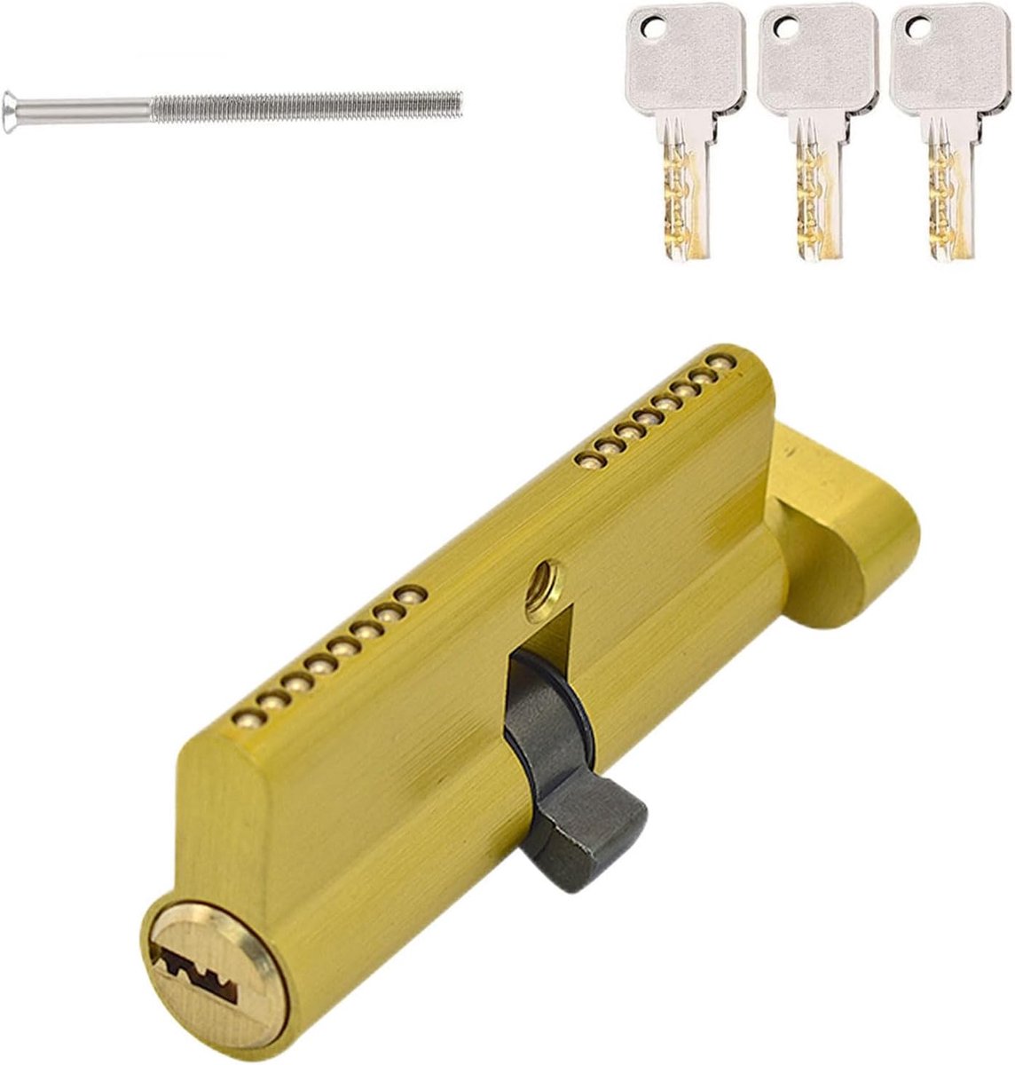 SnelShoppen - Locking Cylinder met Knop, 30/30 Solid Lock Cilinder met 3 Sleutels, Messing Deurslot, Omkeerbare Sleutel, Vervangingsaccessoires (Lengt