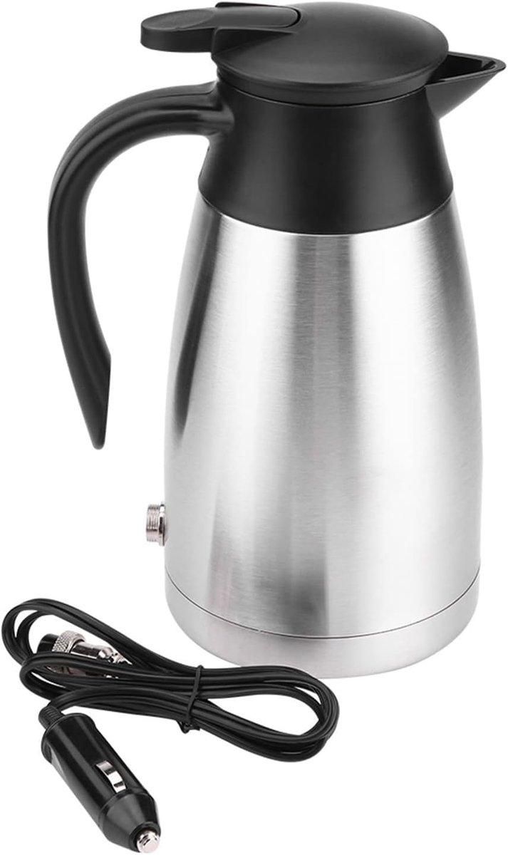 SnelShoppen - Elektrische Waterkoker voor Auto - 1000ml RVS Thermosfles - 12V 24V Reis Waterverwarmer - Ideaal voor Camping, Reizen en Familie