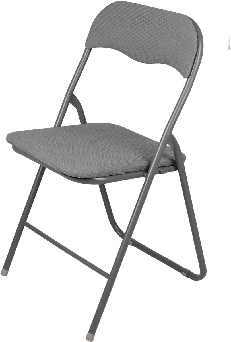 Urban Living Klapstoel - met stoffen zitting - antraciet - 44 x 45 x 80 cm - metaal - Bijzet stoelen - Inklapbaar
