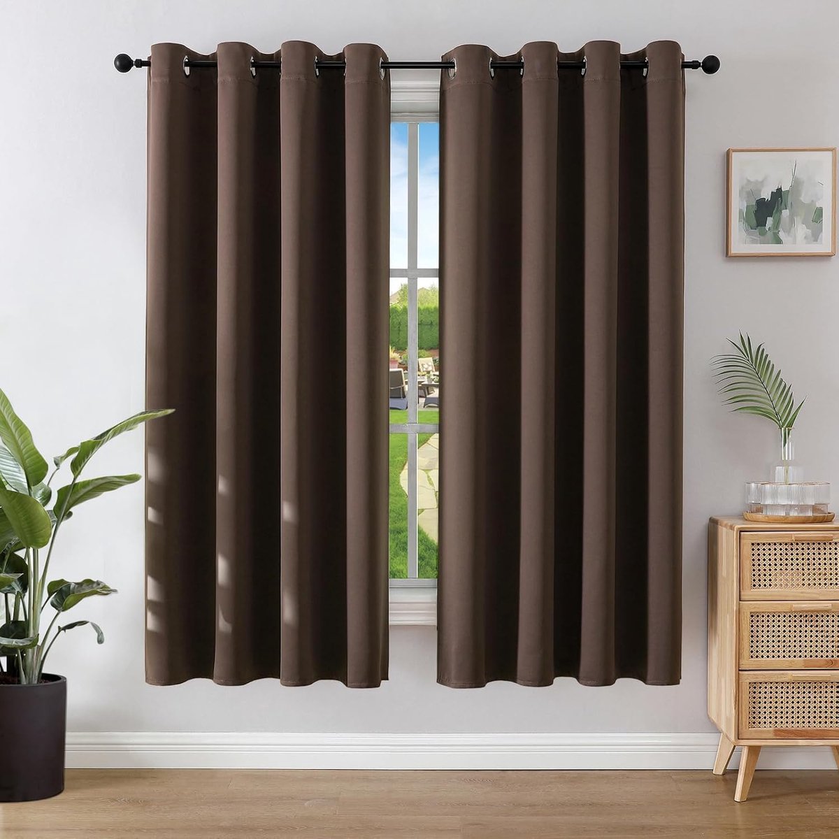 SnelShoppen - Opaak gordijnen met ogen verduisterende gordijnen beige 140x175 cm voor slaapkamer, woonkamer, kinderkamer, rustgevende sfeer