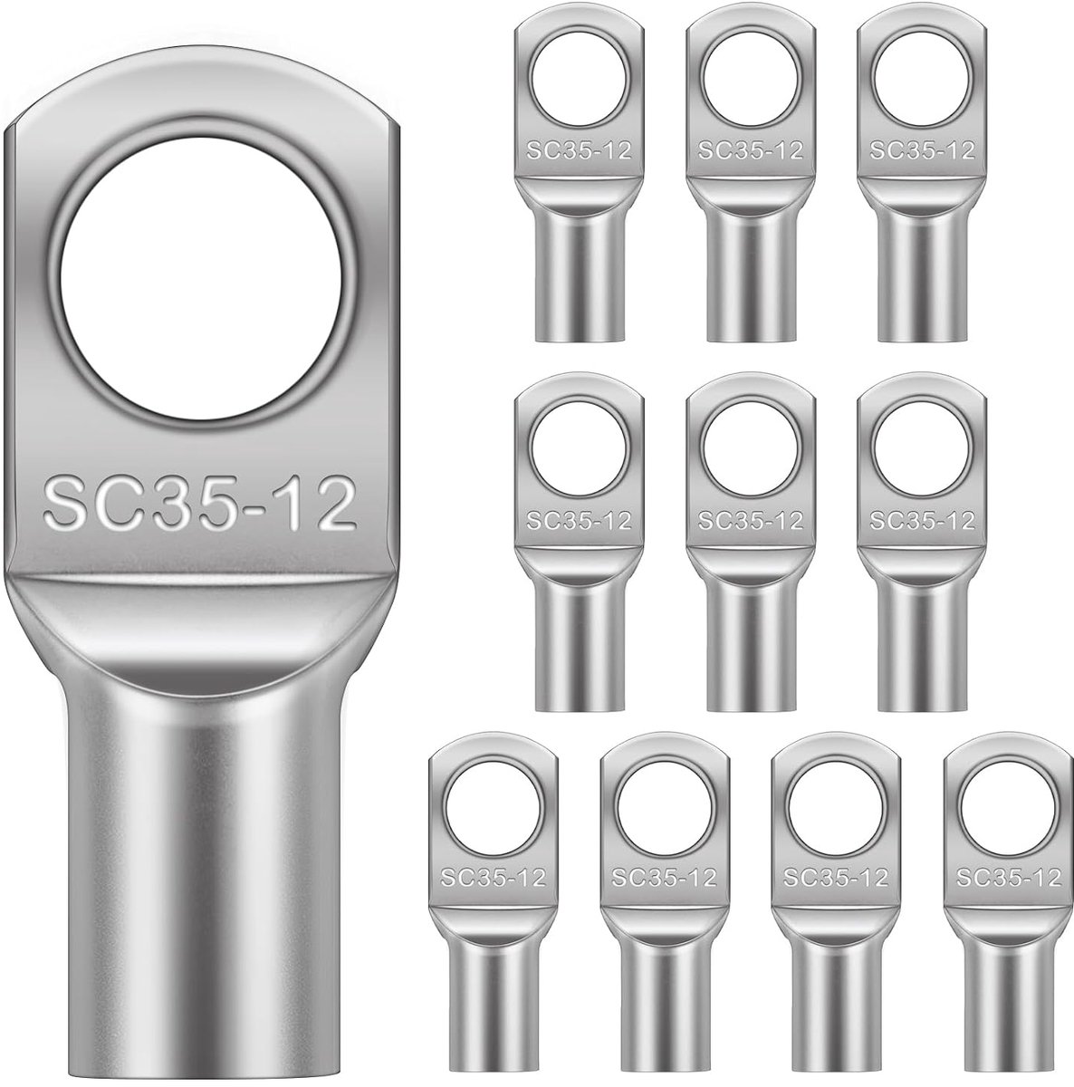 SnelShoppen - Flintronic Kabelschoenen M12, 35mm² Niet-geverfde Ringkabelschoenen, Koper met Tincoating, Voor Accukabels, Auto, Motor, Distributiedoze