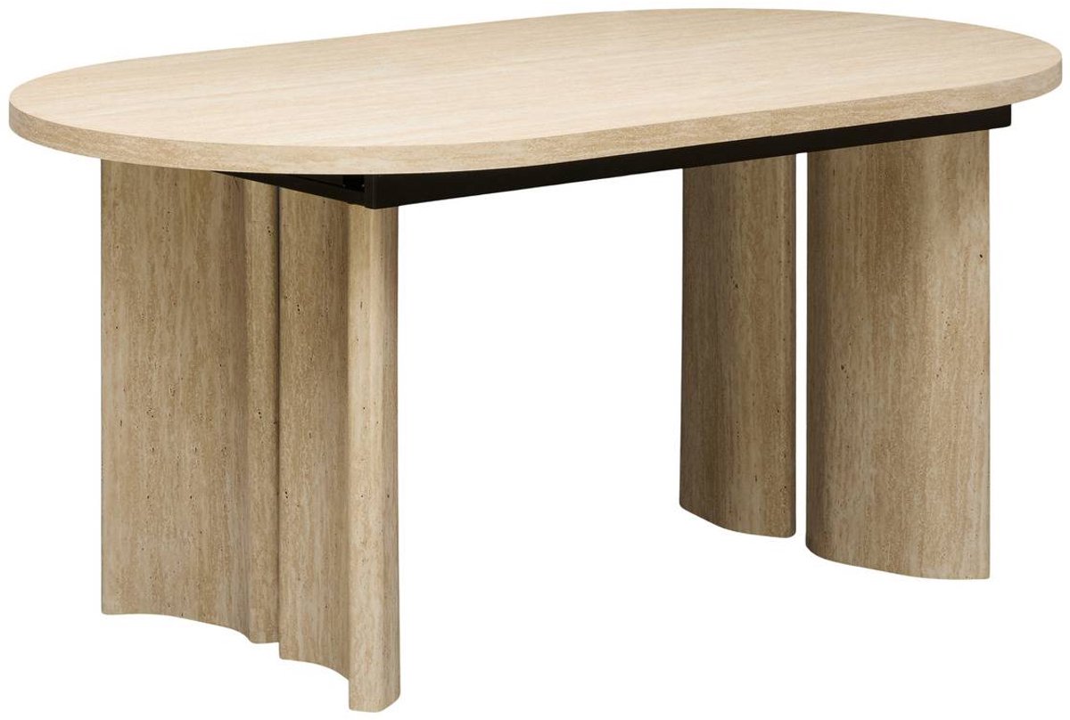 Table à manger extensible Tino ovale 6 à 8 places beige