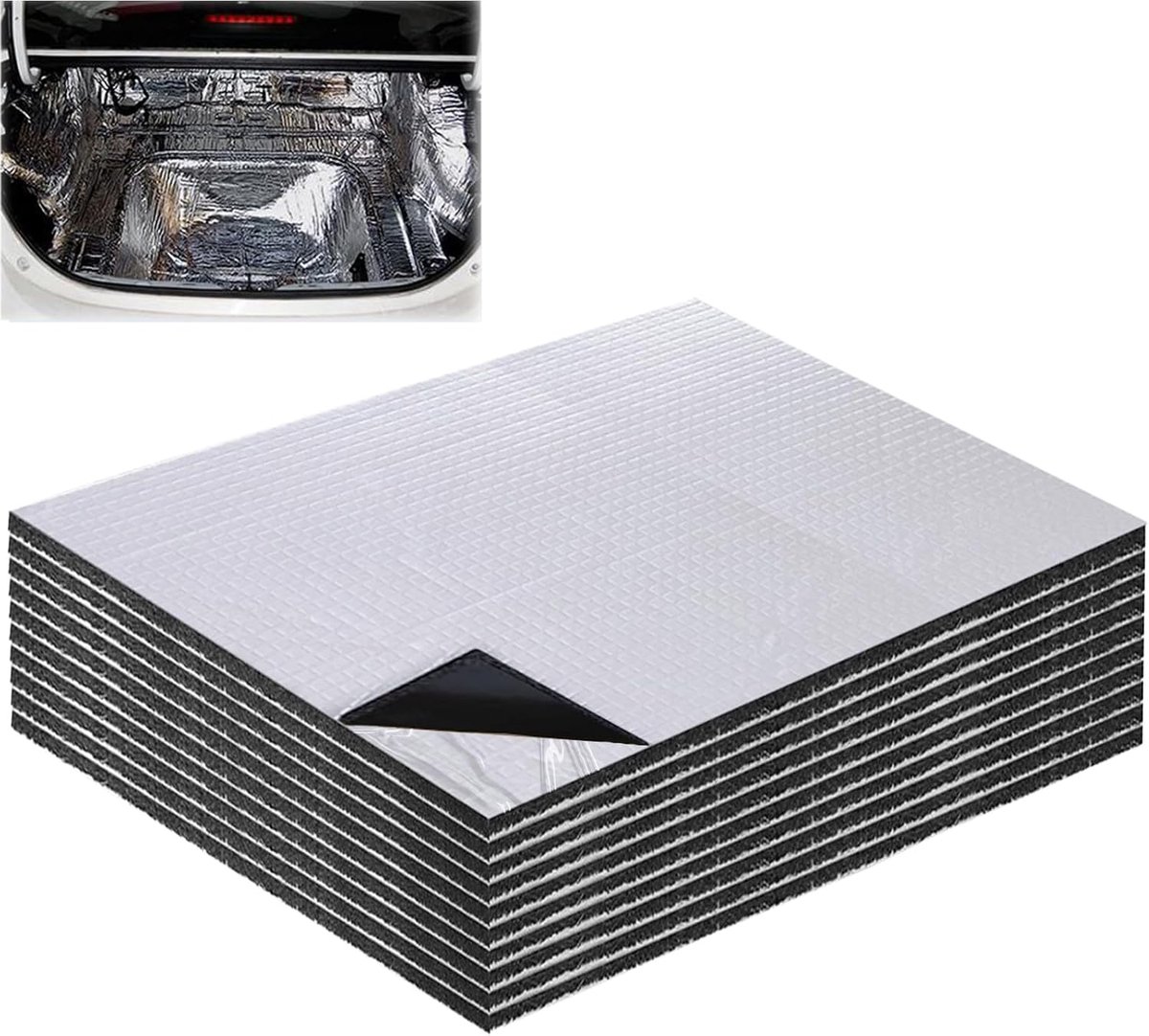 car insulation mat, 10pcs 40x25cm sound insulation mat, self-adhesive insulation mat, fireproof, moistureproof - ShopVlot