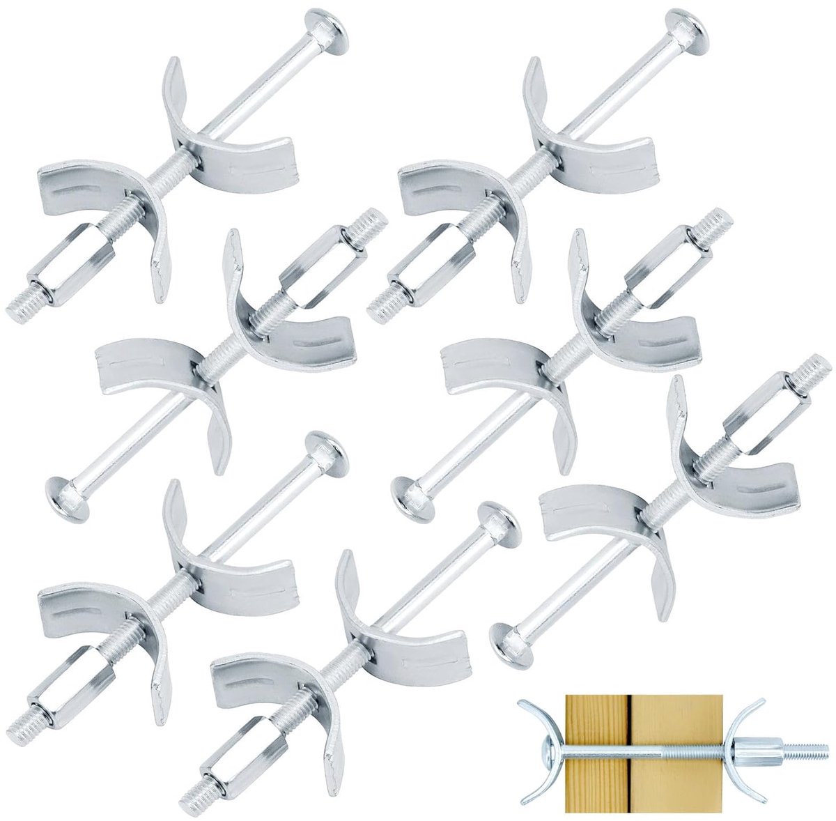 SnelShoppen - Worktop Connector Set van 6 Stuks, Meubelverbinders, 150 mm Platte Verbinders, Massief Houten Verbindingen, Werkblad Verbinding Schroeve