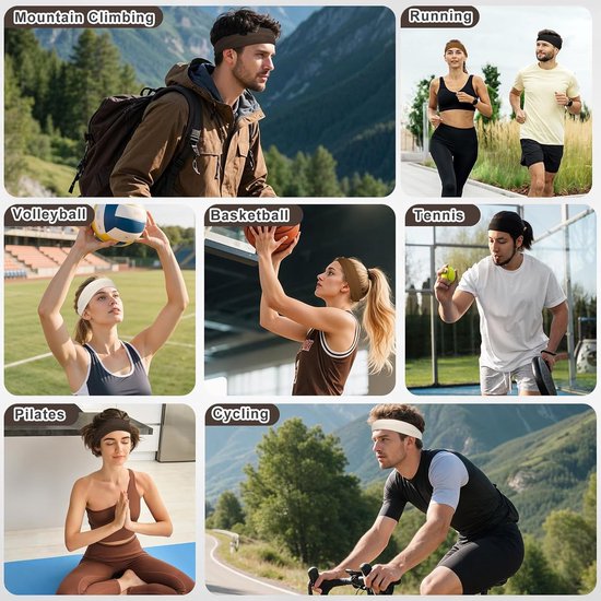 SnelShoppen - Pack van 4 Dames Elastische Sport Haarbanden Non-Slip Voor Yoga Fitness Joggen Workout - Zwart, Koffie, Beige, Grafiet van Snelshoppen — afbeelding 5