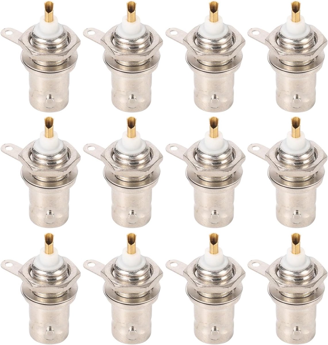 SnelShoppen - 12 Stuks BNC Female Paneelmontage Connector, BNC Chassis Female Moer Bulkhead Paneel Connector Soldeer Type Adapters voor RG58 RG59 RG6