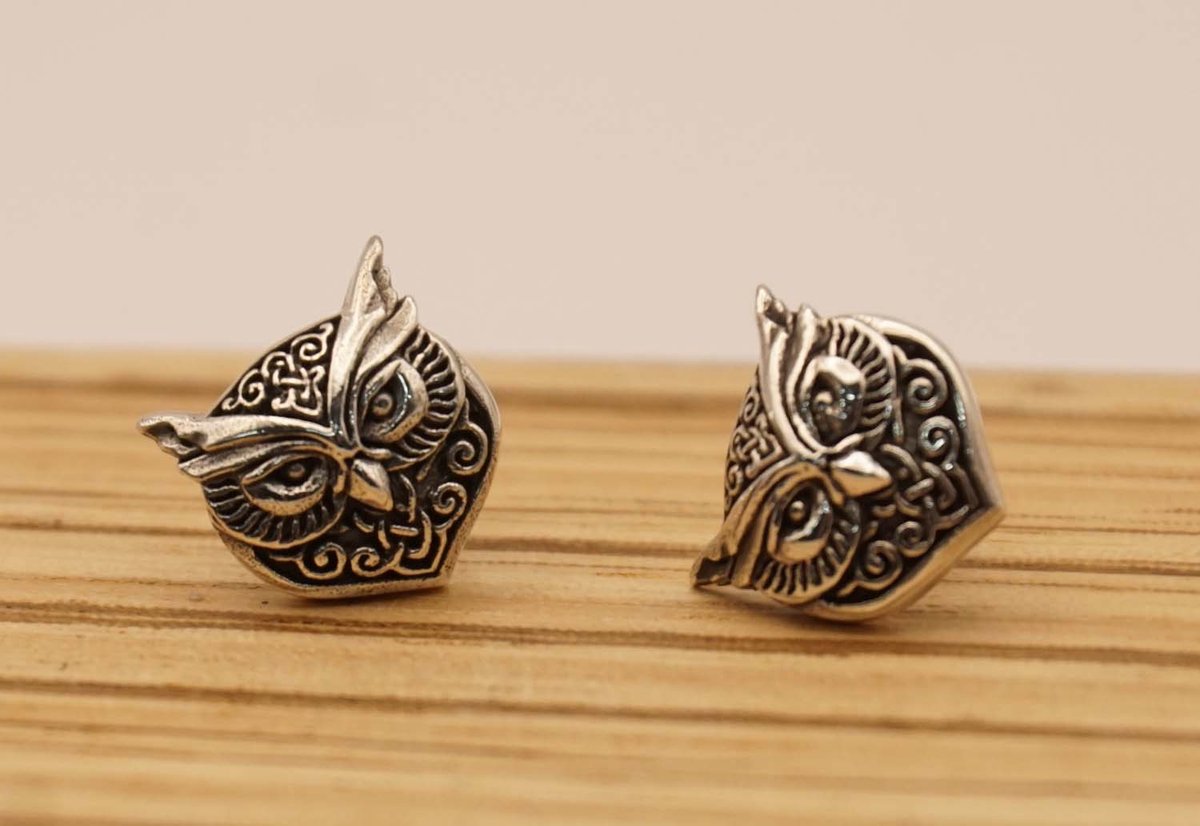 Sterling zilveren oorknopjes uil - zilveren oorstekers kop van een uil - oorknoppen zilver uil - nachtdieren oorbellen - prachtige zilveren dieren oobellen - silver owl earring - sieraden uiltjes