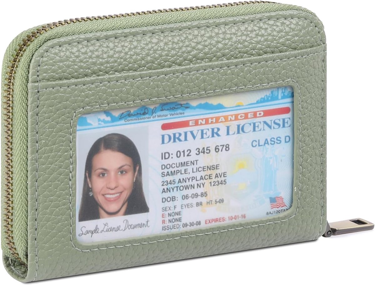SnelShoppen - Kleine Dames Wallet - Creditcardhouder - RFID Bescherming - Vrouwen Leren Portemonnee - Lichtgroene Accordeon Stijl - Compact en Lichtge