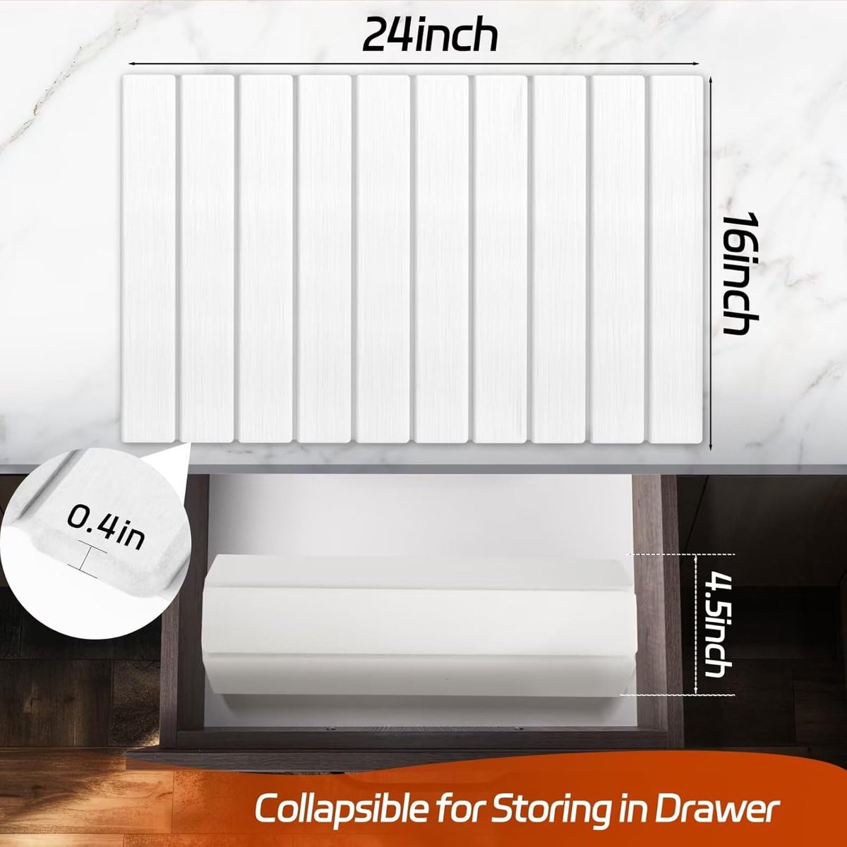 SnelShoppen - Droogsteenmat voor Aanrecht, Snelle Opvouwbare Diatomeeënaarde Antislipmat voor Keuken, Badkamer, Douche (Wit)