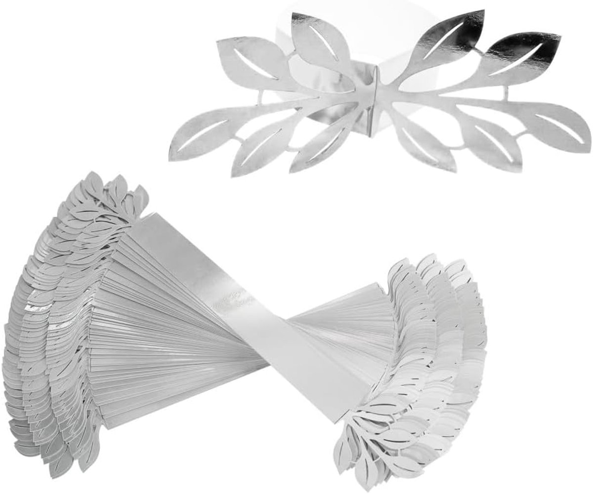 SnelShoppen - Servetringen met Blaadjes, 50 Stuks, Reflecterende Servetclips, Spiegelende Servetsluitingen voor Bruiloften, Feesten, Diners, Tafeldeco