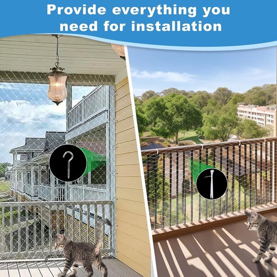 Kattennet voor Balkon - Transparant - 3 x 8 m - Duurzaam Polymeer - Voor Kattenbescherming — afbeelding 3