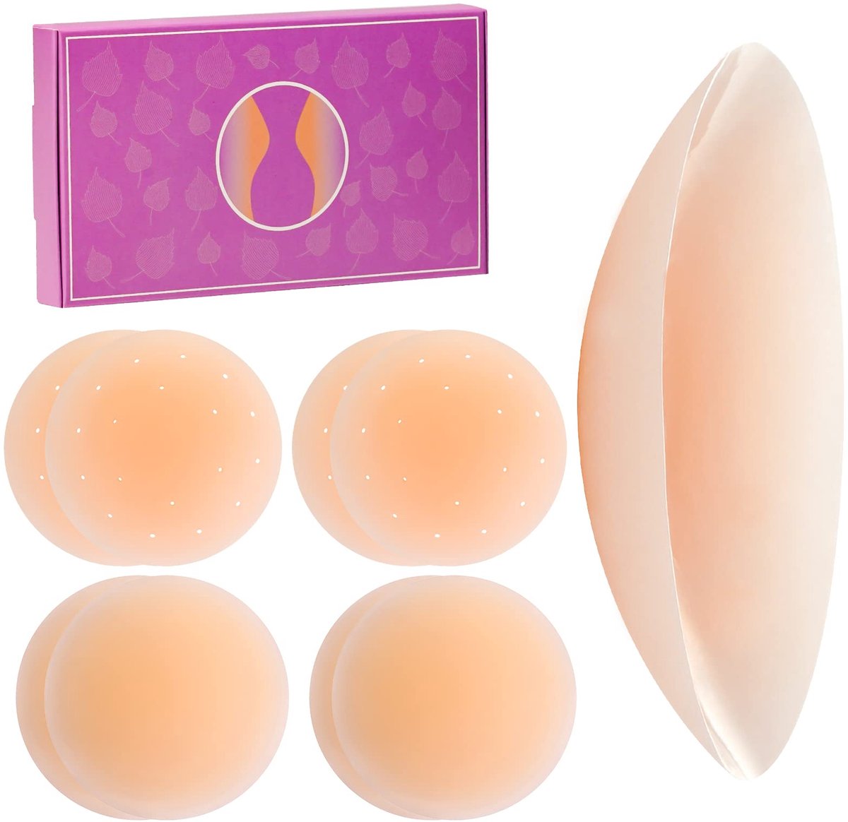 SnelShoppen - 4 Paar Siliconen Tepelafdekkingen 8 cm - Onzichtbaar, Herbruikbaar, Waterdicht voor Dames - Crème - Ideaal voor Feest, Avondkleding en D