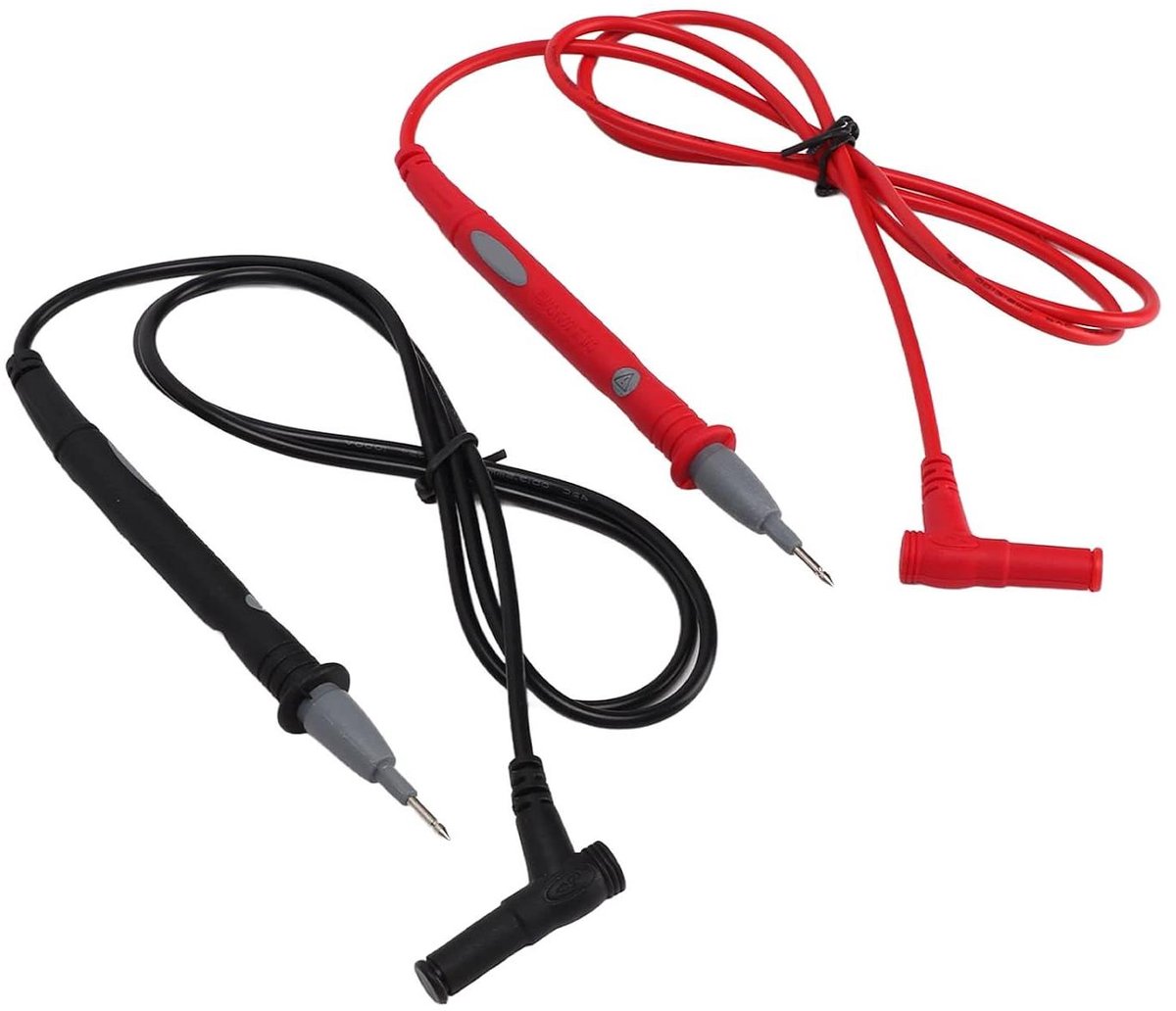 Digitale Multimeter Meetsnoeren - Meetkabels Testkabels - Componenten Testen - Gelegeerd Stalen Sondes - 90 cm Kabellengte - Rood/Zwart