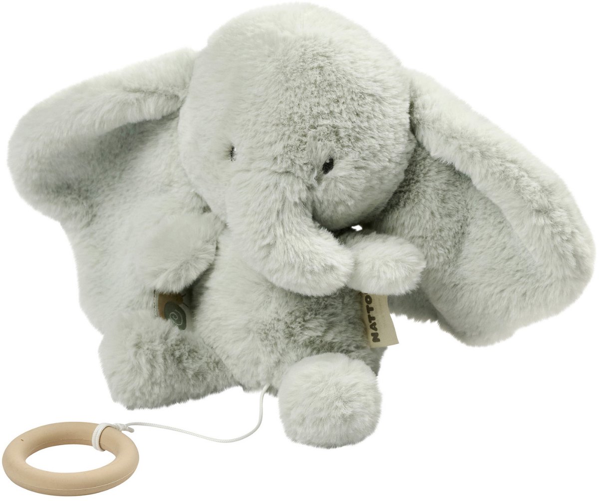 Nattou LouLou Muziekknuffel Olifant - Zachte Knuffel met Muziek - Baby Cadeau - 30 cm - Lindegroen