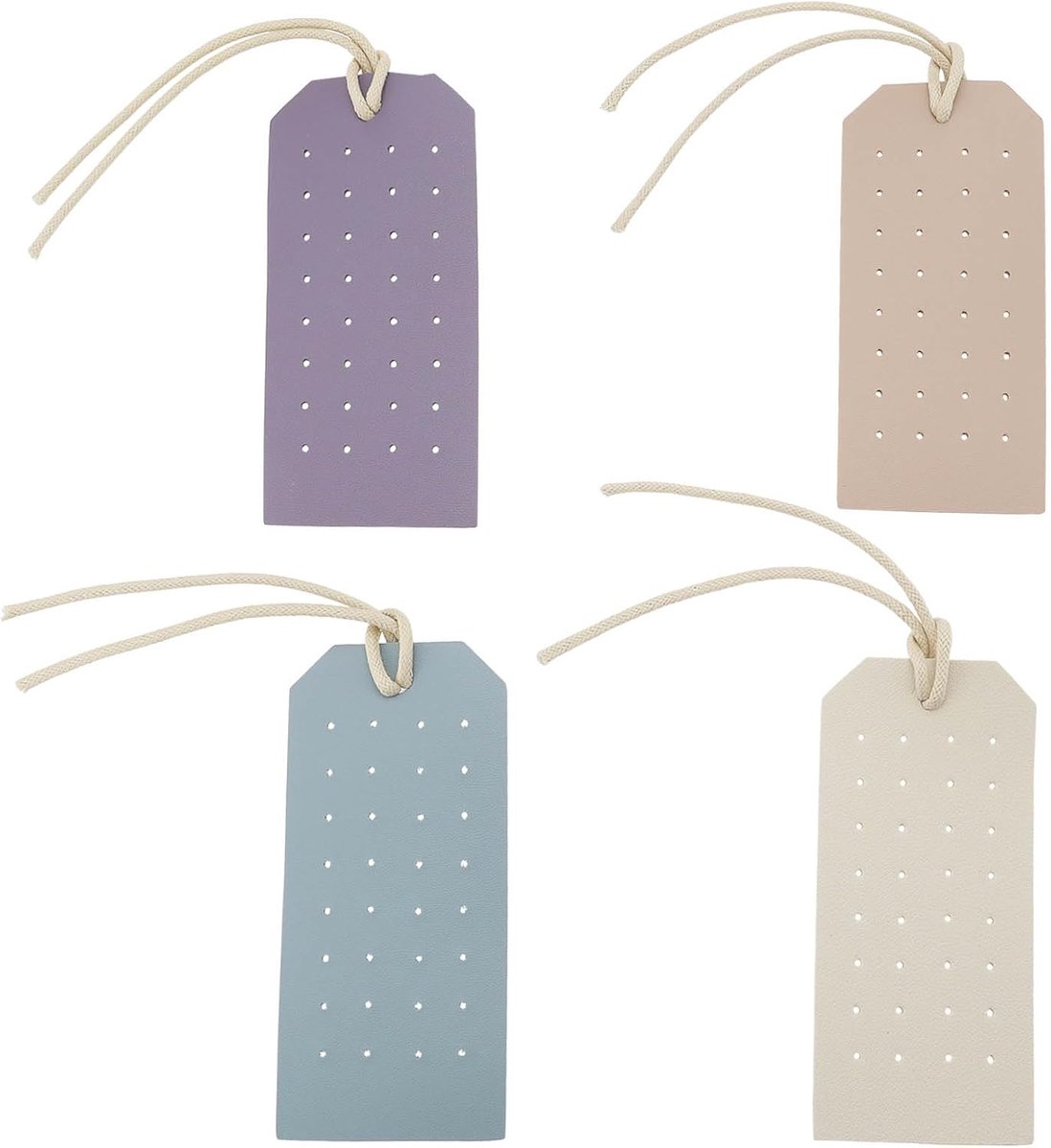 Oorbellenhouder 4Pcs 11x5x0.3cm - Meerkleurig Leer - 32 gaatjes - Perfect voor op de kaptafel - ShopVlot