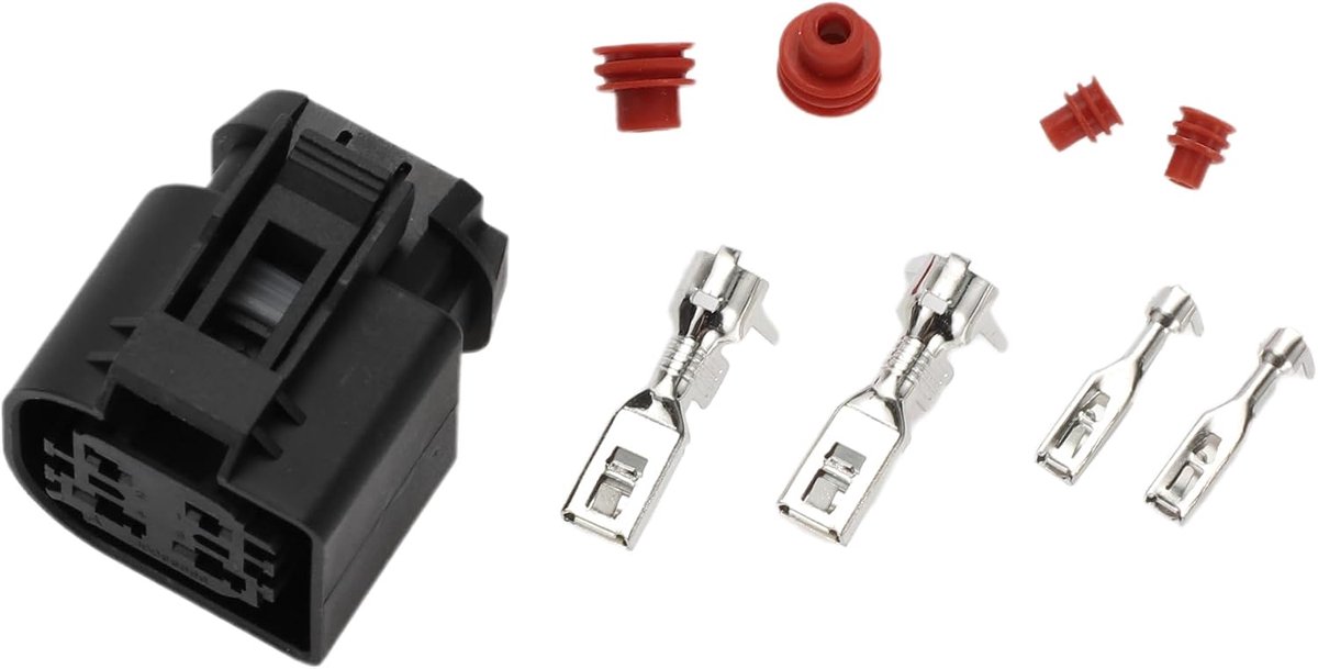 SnelShoppen - 4 Pin Elektrische Waterpomp Connector Plug No.10098866 3.5/6.3mm Serie Vrouwelijke Draad Terminal voor BMW Pierburg CWA400 Kunststof Tin