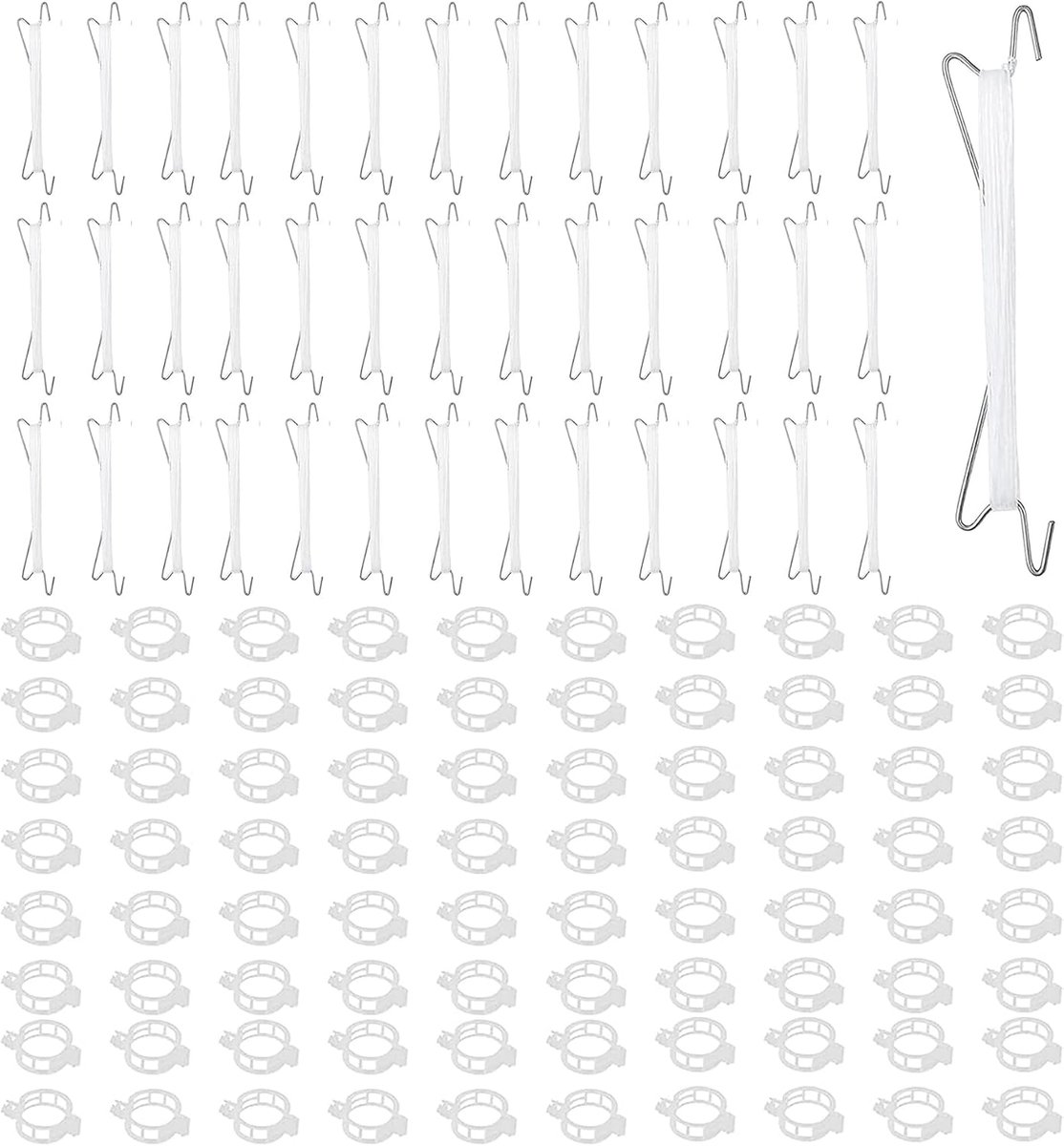 Tomatenhaken 40 Stuks - Met 80 Plantclips en 10 Meter Touw - Sterke Metaal Haken - Ondersteuning voor Groenten - ShopVlot