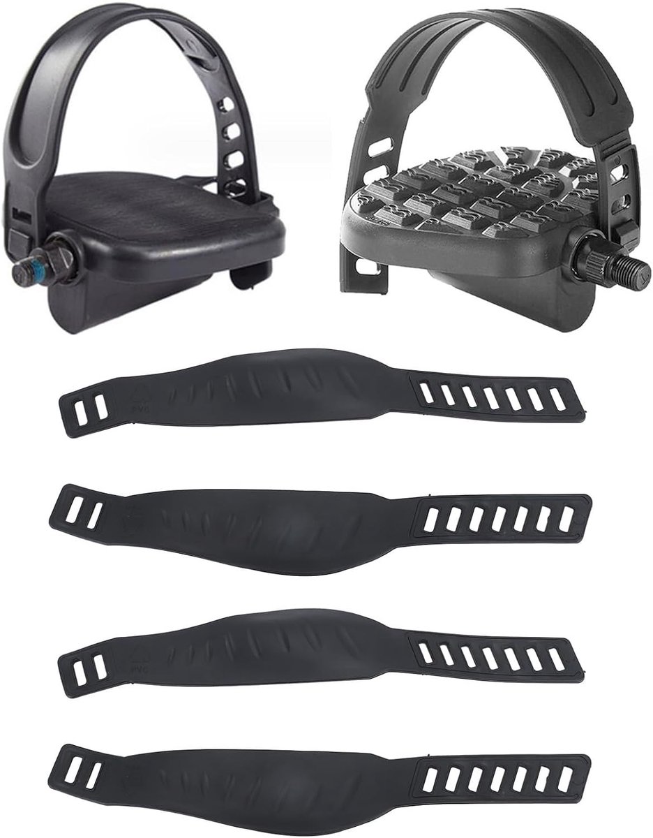SnelShoppen - Fiets Pedal Straps - 2 Pairs Universeel Verstelbaar PVC Indoor Fiets Pedalen Straps voor de Meeste Fietspedalen - Ideaal voor Thuisgebru