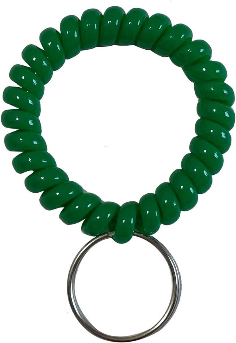 SnelShoppen - 25 Stuks Stretch Spiral Sleutelhanger, Polscoil Sleutelhanger voor Sleutels en Nummerpendanten (Groen), Waterdicht en Duurzaam