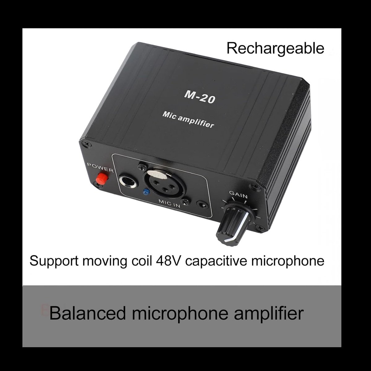 SnelShoppen - Microfoon Preamplifier met 48V Phantom Voeding, XLR Uitgang, Hoge Geluidsversterking, Compact en Lichtgewicht voor Thuisstudio, Podcast