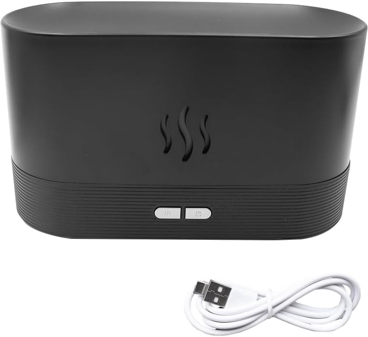 SnelShoppen - Namvo Vlam Effect Aroma Diffuser 180ml, Essentiële Olie Diffuser, 7 Kleur Vlam Vernevelaar voor Thuis en Kantoor, Zwart, Aromatherapie,