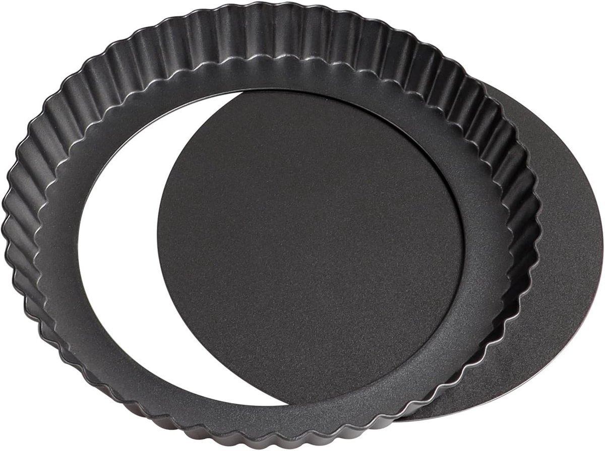 SnelShoppen - 22cm×3cm Cakevormen voor Bakken, Ronde Quichevorm, Antikleef Coating, Golfrand Vormpjes, Perfect voor Taarten, Muffins, Pizza's, Gebak e