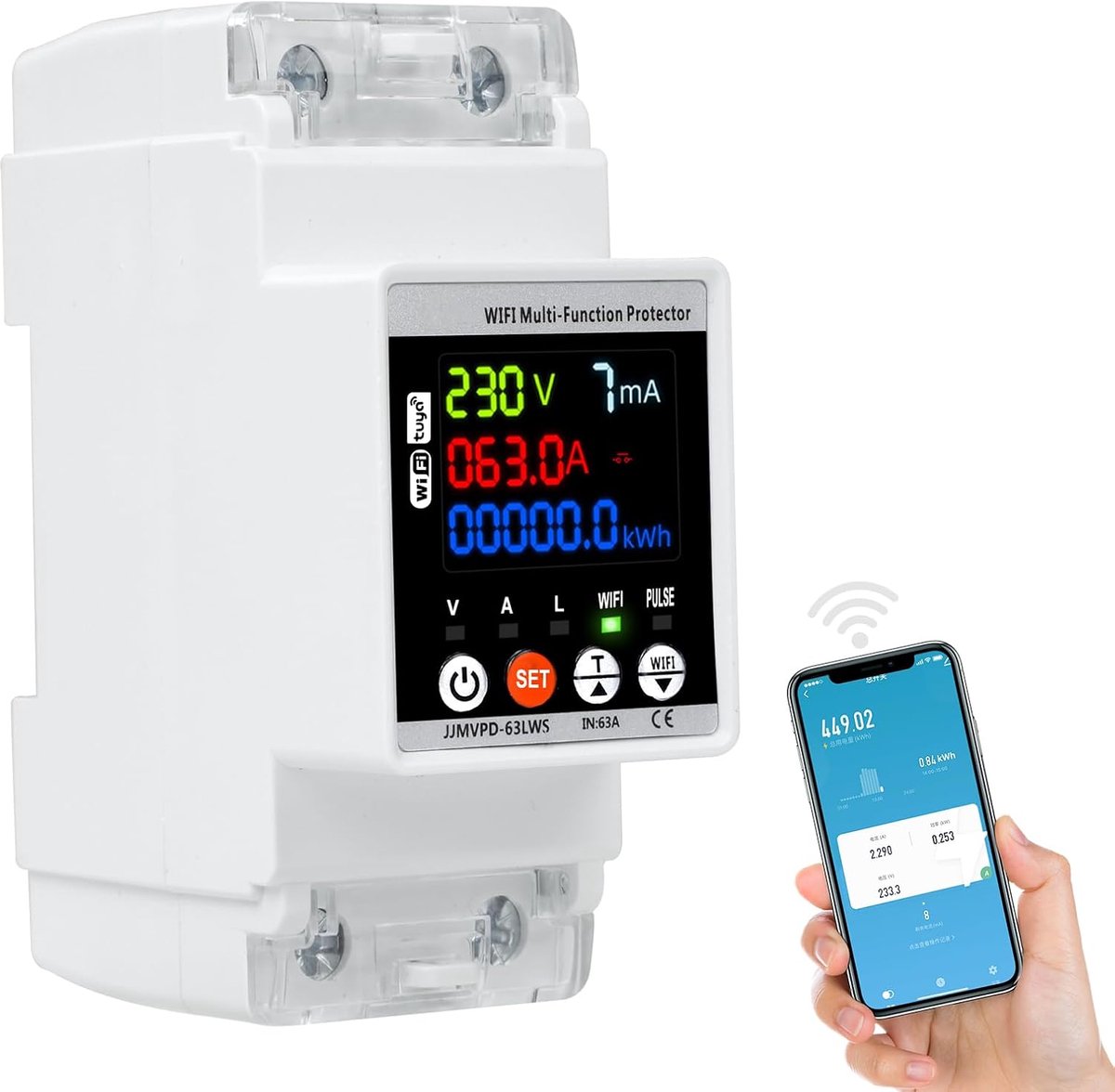 Wifi flowmeter 63A - automatische beveiliging - LCD-display - veilig en betrouwbaar gebruik - ShopVlot
