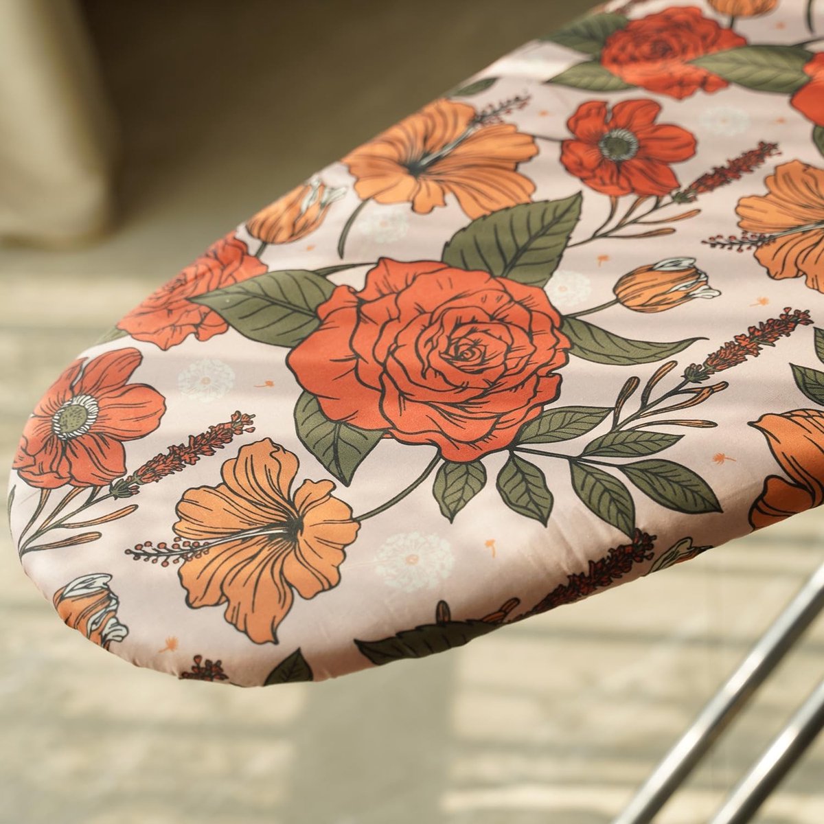 Strijkplankhoes - Bloemen - 125 x 45 cm - Dikke Strijkplankovertrek met Viltvulling - Voor Standaard Strijkplanken