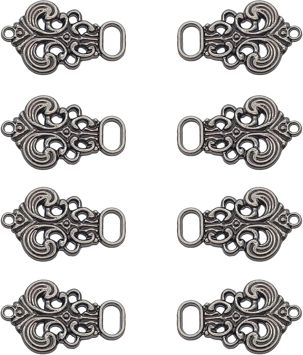 Metal Corset Hooks Dirndl, 8 Pieces (4 Pairs), Dirndl Buttons, Beautiful Corset Hooks for Dirndl, Costume Fashion - ShopVlot