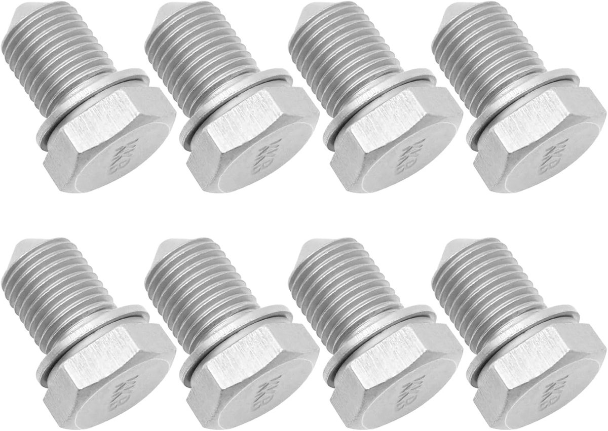 SnelShoppen - 8x Afvoerplug Olie met Afdichtring, M14×1.5cm Stalen Olieafvoerplug met Wasring, Geschikt voor Oliebak Auto's