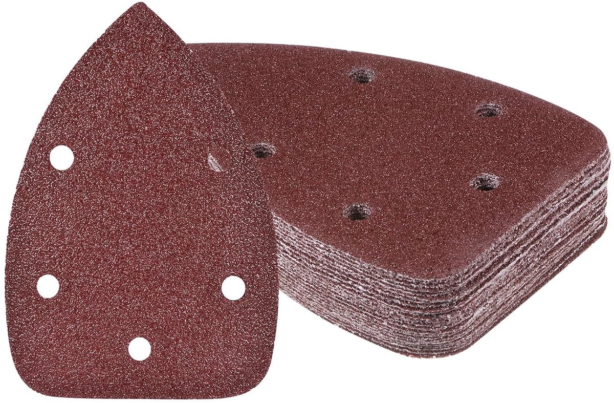 SnelShoppen - 25 Stuks Schuurpapier Driehoekig Voor Mouse Schuurmachine - 90 mm x 140 mm - Grit 40 - Aluminiumoxide Voor Precisie Polijsten Van Houten