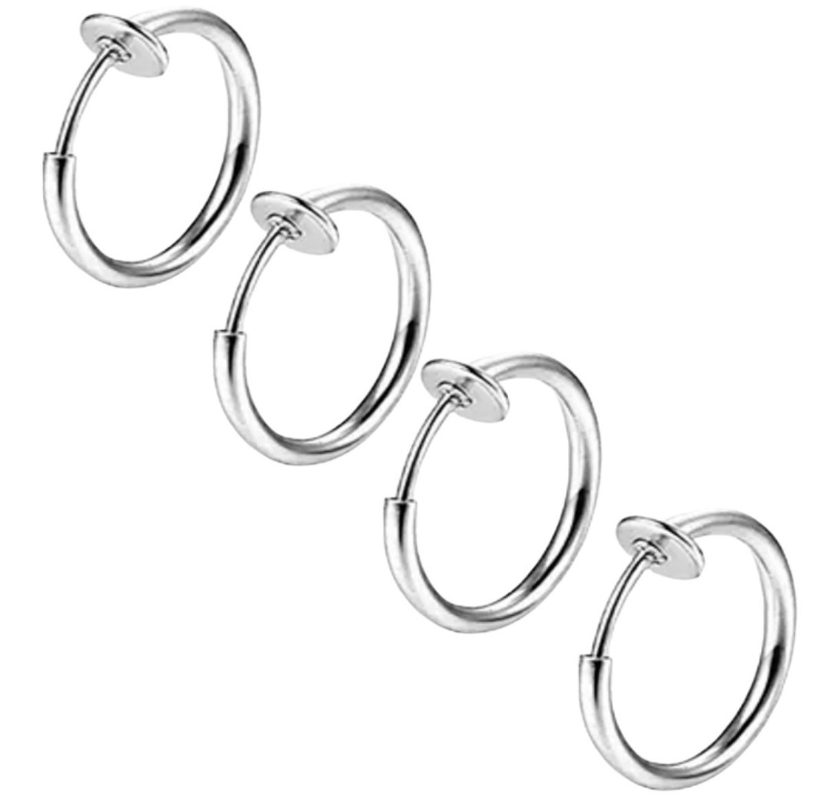 4 stuks -klem oorringen -zilverkleur 12 mm- geen gaatje- Charme Bijoux